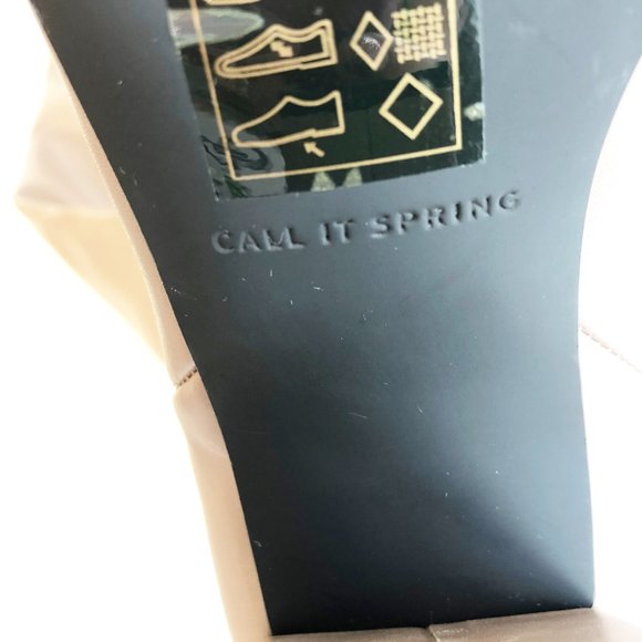 Call It Spring Beige Tan Block Heel Tall Boots 7 - Picture 3 of 8